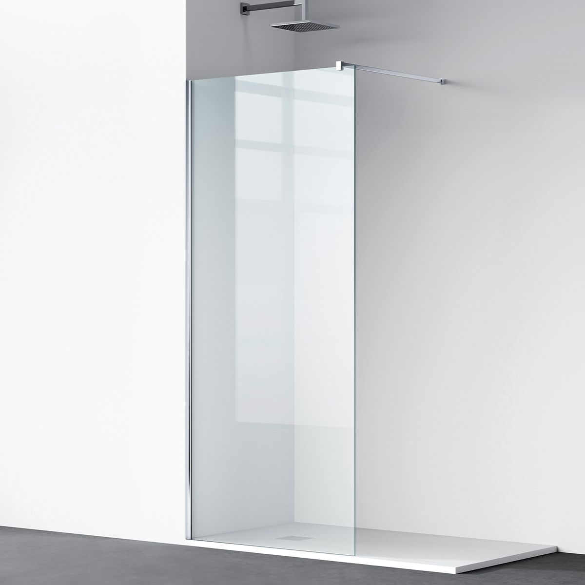 Walk-In Duschwand Ultra-Slim, 8 mm Sicherheitsglas, Maße 80-160x200 cm, verchromtes Profil, Nano Easy Clean, Matia