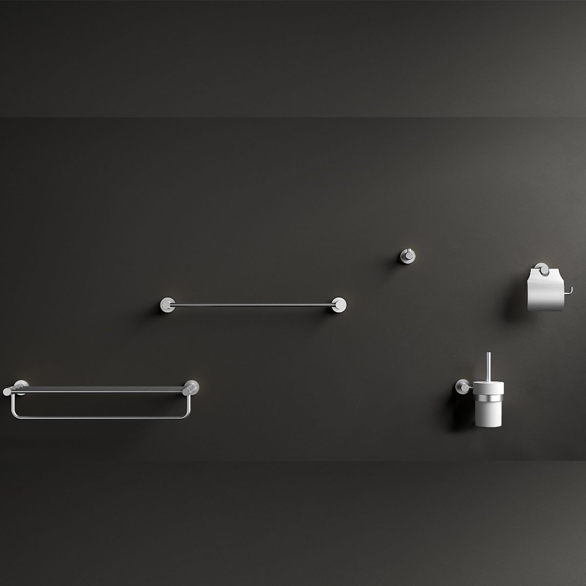 Toilettenbürste mit Wandhalterung, Chrom, Messing, Keramik, Apolo