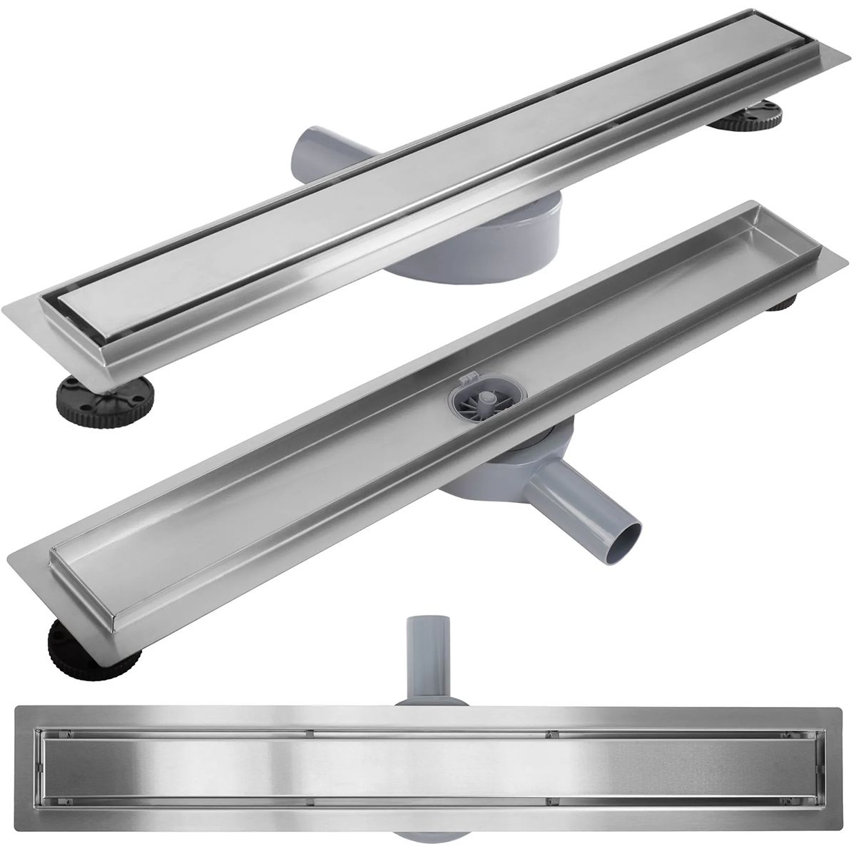Duschrinne, 360° Siphon, Chrom, Edelstahl SS304, Größen: 60 oder 80 cm, Elegro