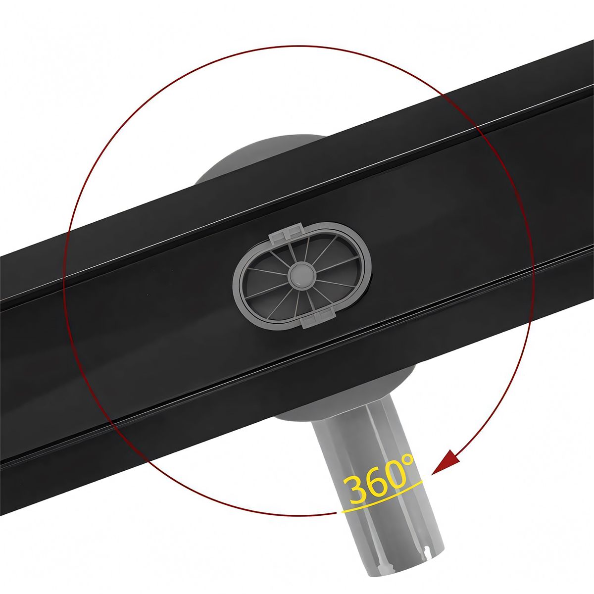 Duschrinne, 360° Siphon, Mattschwarz, Edelstahl SS304, Größen: 60 oder 80 cm, Elegro