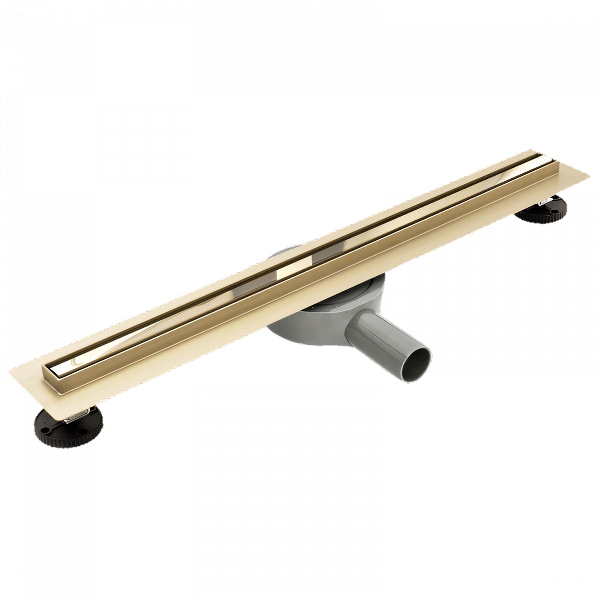 Slim-Duschrinne, Siphon 360°, Größen: 60 oder 80 cm, Edelstahl SS304, Mattgold, Rivela