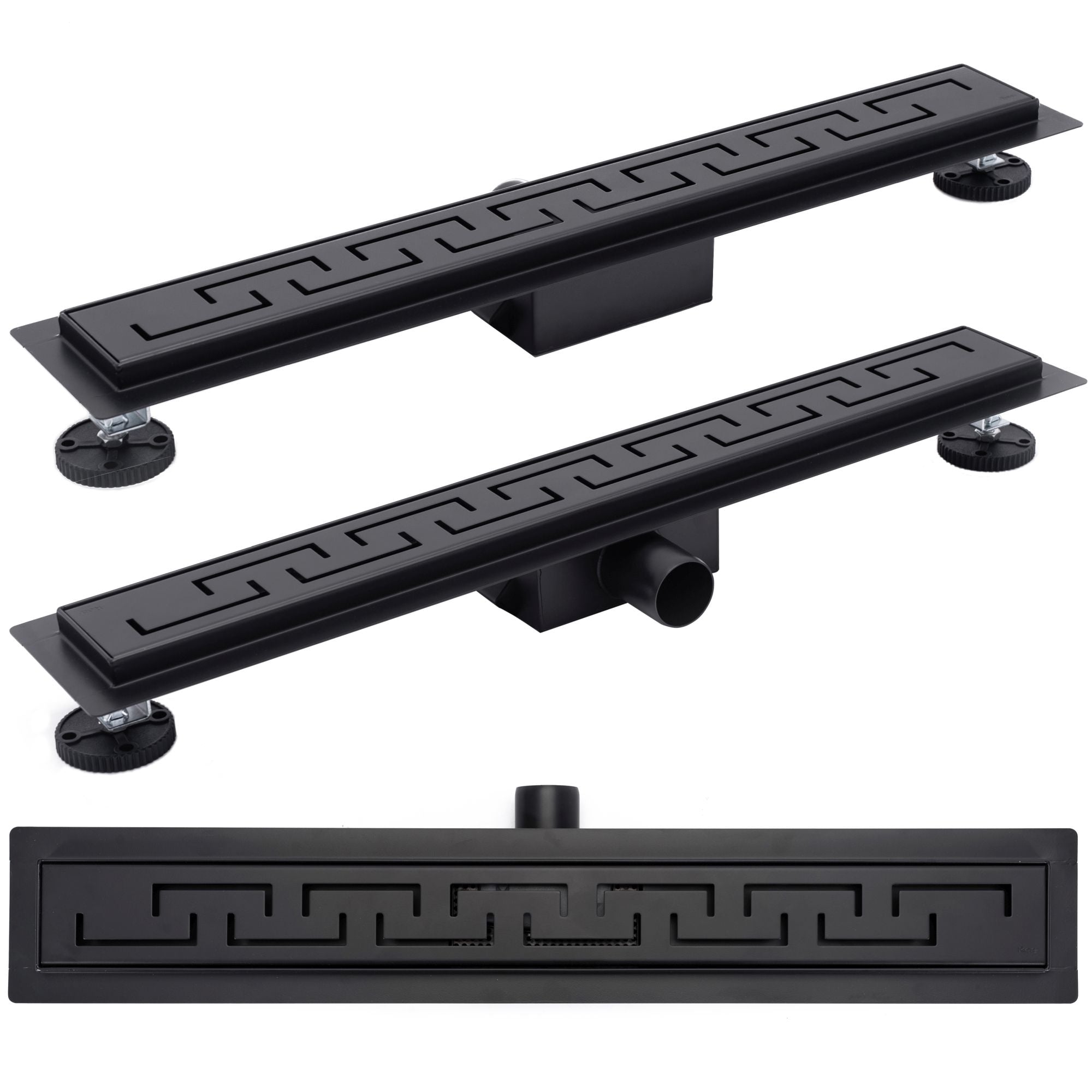 Duschrinne, REA-Greek Black Mat, 90 cm, komplett, Ausführung Schwarz Matt