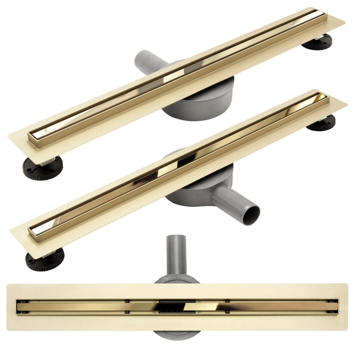 Duschrinne, REA-Neo Slim Mirror Gold Pro, Maße 90 und 100 cm, komplett, Ausführung Gold