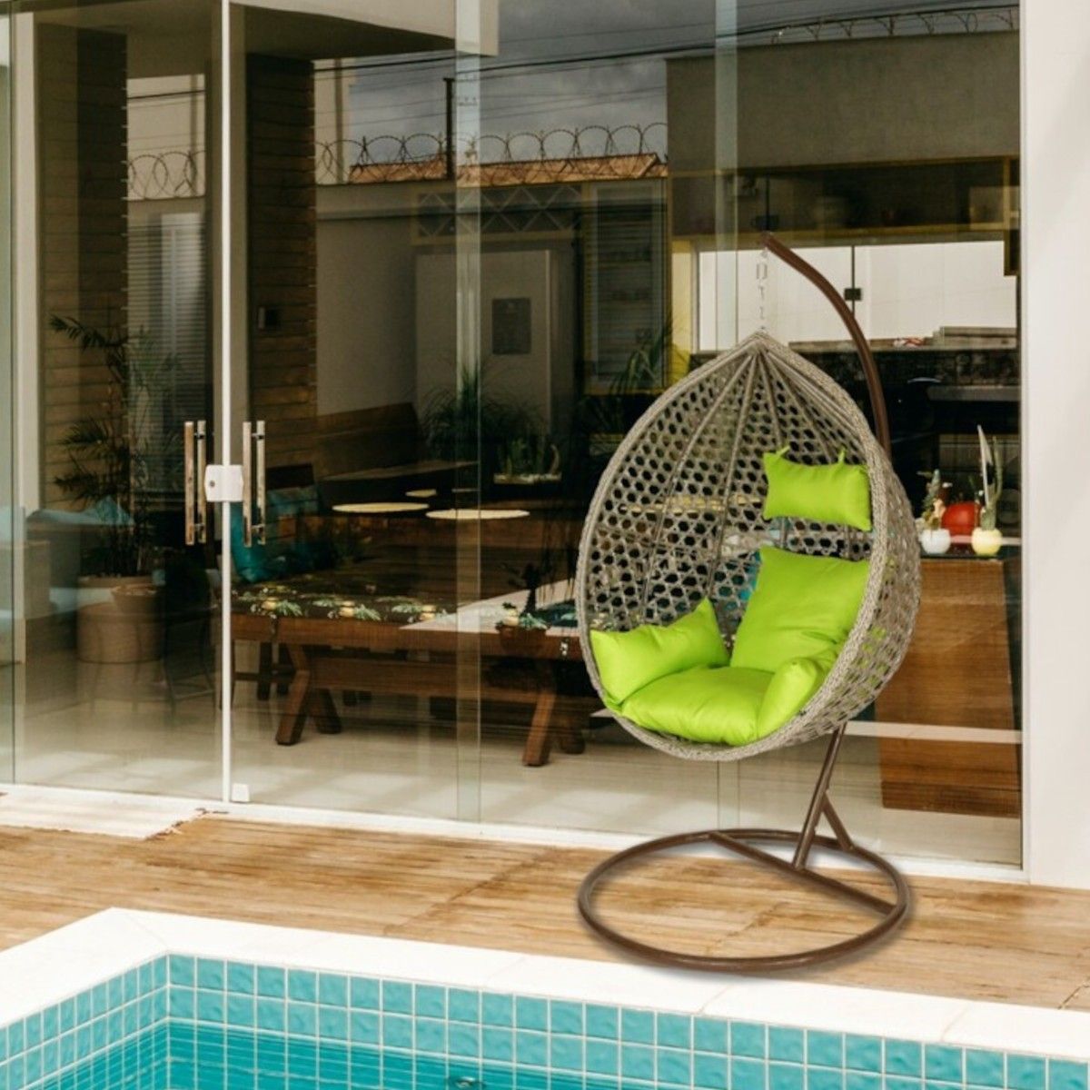 Hängesessel, Schwebesessel, Rio Exklusiv, für Garten oder Wohnzimmer, bequem und modern, Grau
