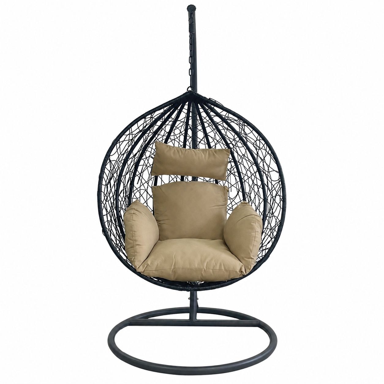 Hängesessel California Black, Entspannungssessel zum Aufhängen, für Garten oder Wohnzimmer, komfortabel und modern