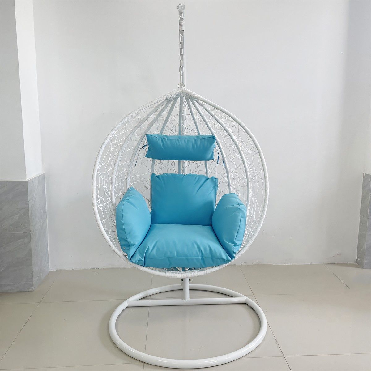Hängesessel California White, Entspannungssessel zum Aufhängen, für Garten oder Wohnzimmer, komfortabel und modern