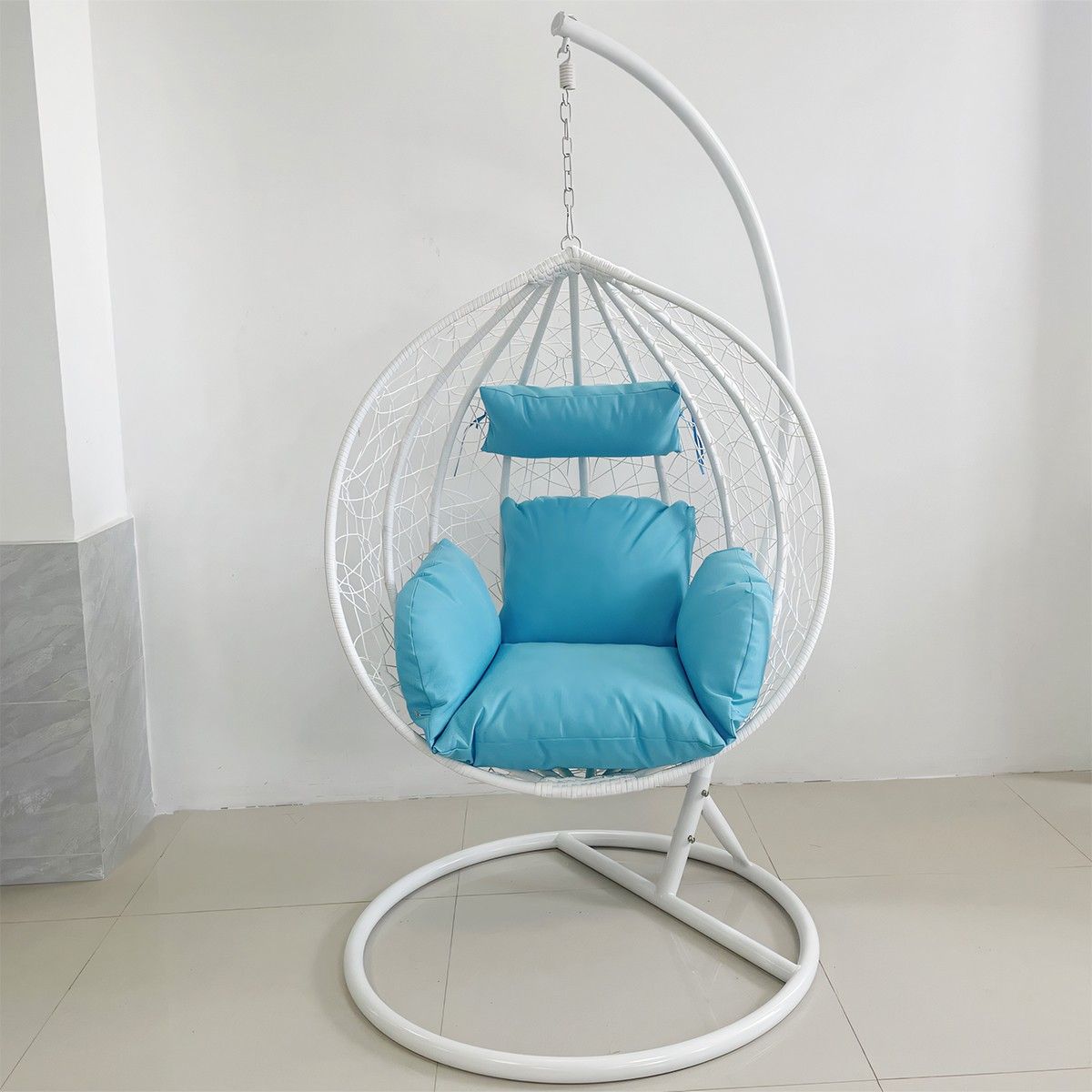 Hängesessel California White, Entspannungssessel zum Aufhängen, für Garten oder Wohnzimmer, komfortabel und modern