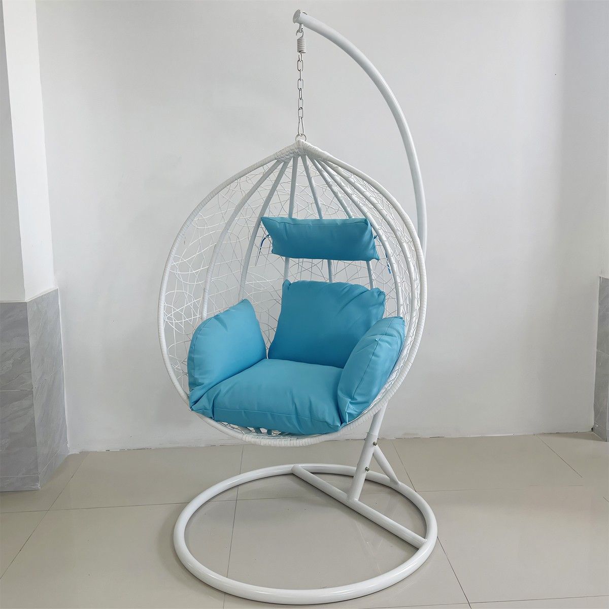 Hängesessel California White, Entspannungssessel zum Aufhängen, für Garten oder Wohnzimmer, komfortabel und modern