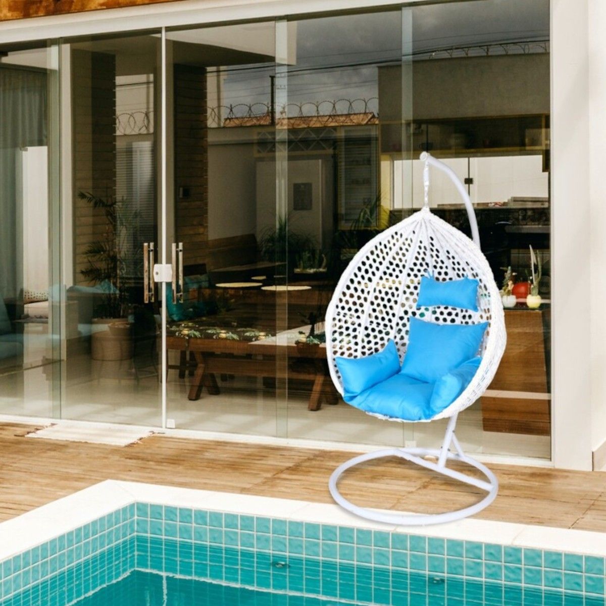 Rio Exklusiver Hängesessel, Hängesessel, für Garten oder Wohnzimmer, bequem und modern, Weiß