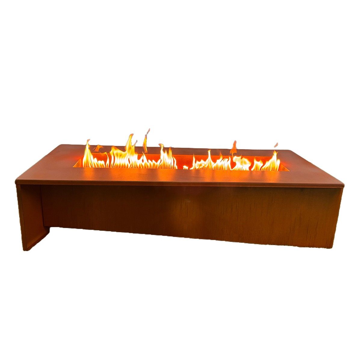 Gaskamin mit CNG, Ein-/Ausschalt- und Flammenregulierventil, 2 mm Cortenstahl, 150x70x35 cm, Luxora