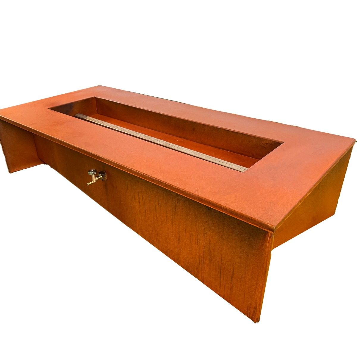 Gaskamin für CNG, Zünd- und Flammenregelventil, 2 mm Cortenstahl, 150x70x35 cm, Luxora