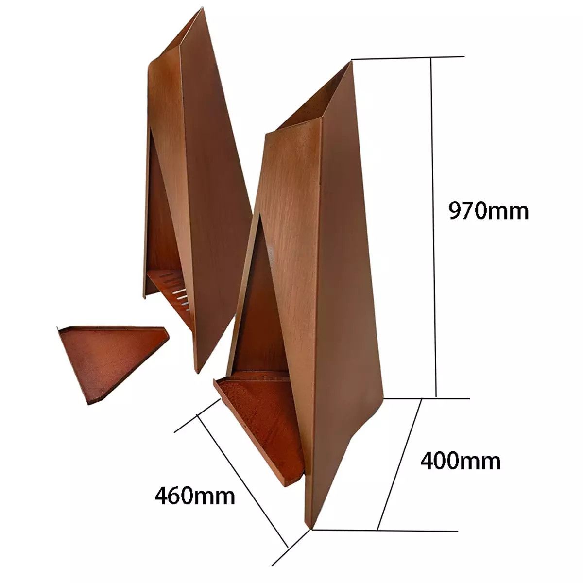 Kamin, Feuerstelle, Maße: 46 x 40 x 97 cm, 2,5 mm Cortenstahl, Inferno