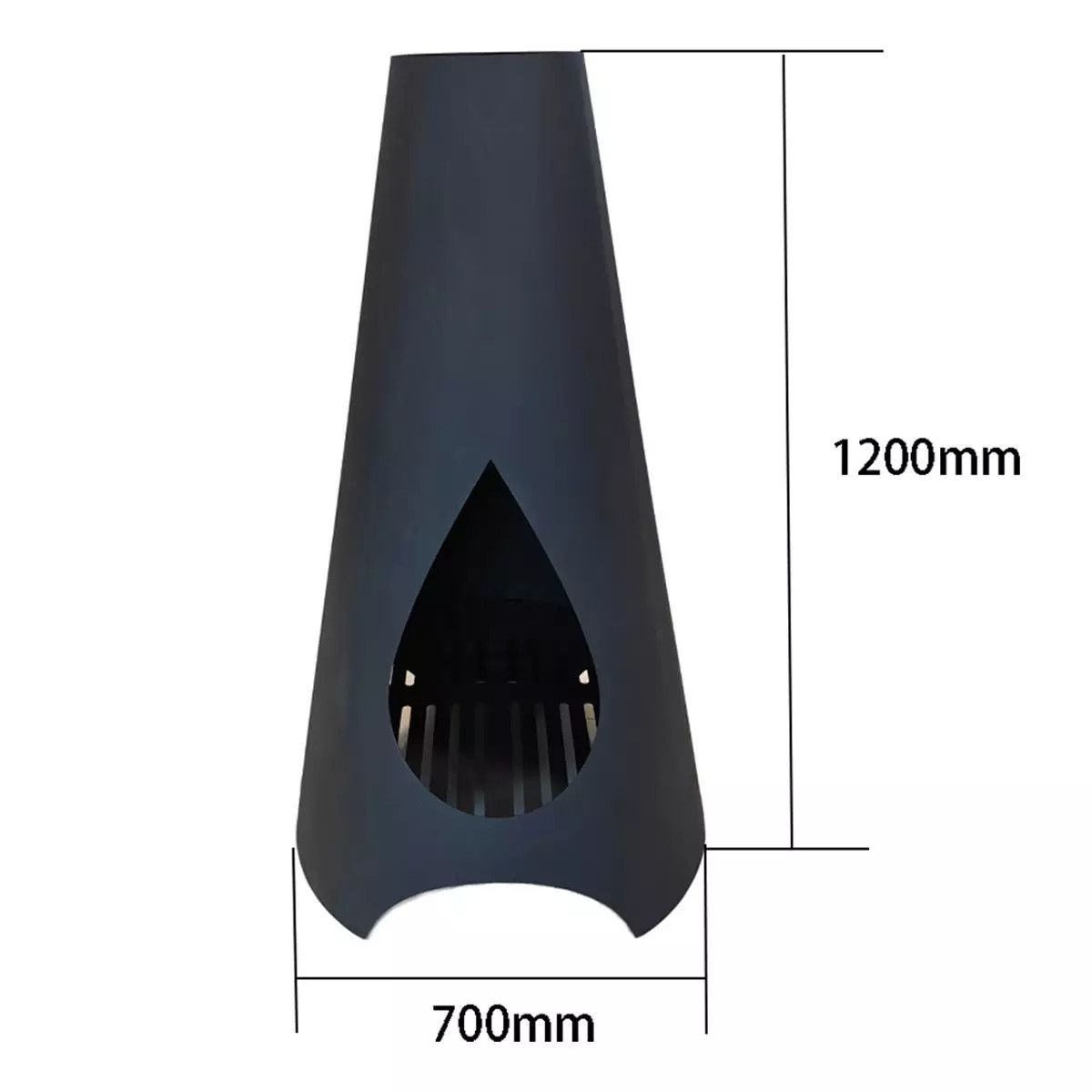 Kamin, Feuerstelle, Schwarz, Höhe 120 cm, 1,5 mm Cortenstahl, Hades