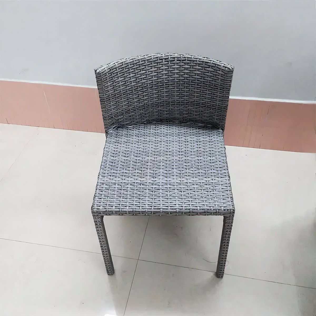 Set aus Tisch und 2 Stühlen für Garten und Terrasse, klappbar und stapelbar, Polyrattan, Glasplatte, Durchmesser 65 cm, Palermo