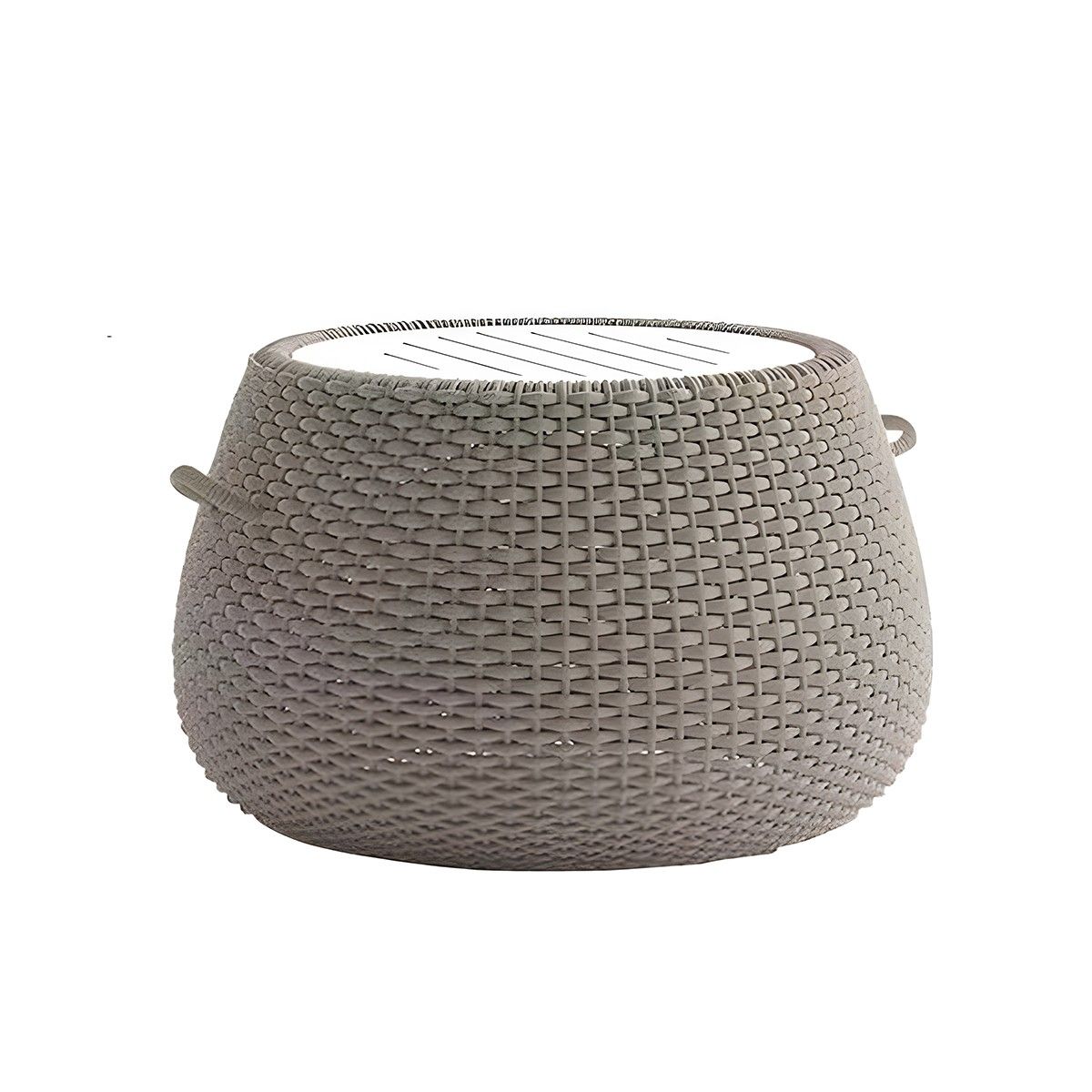 Möbelset für Terrasse und Garten, 2 Sessel, 3-Sitzer-Sofa, Couchtisch, Aluminium, Seilgeflecht, olivgrüne Kissen, NIKO