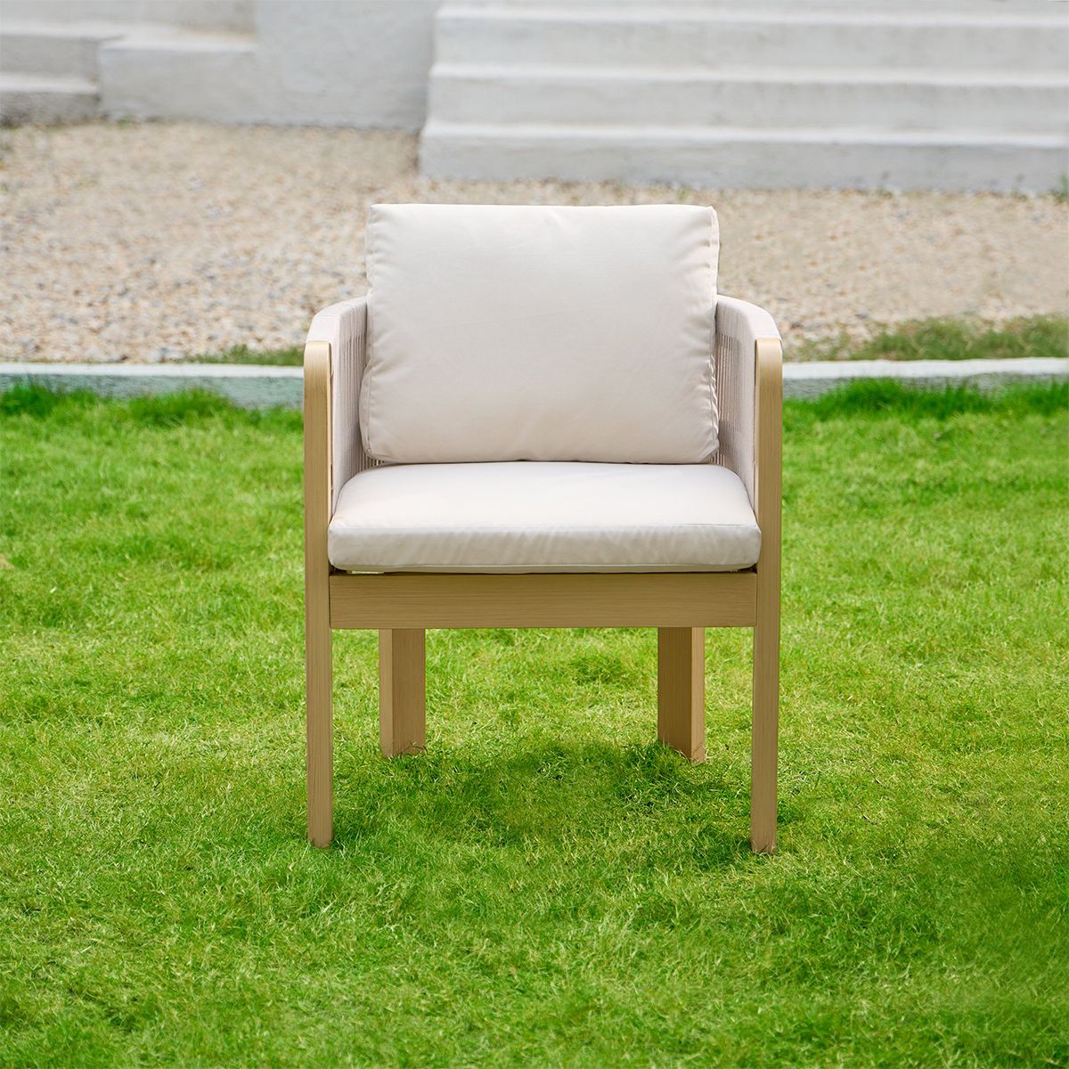 Gartenmöbel-Set, 6 Stühle, ausziehbarer Tisch, für Terrasse, Garten, aus Aluminium und Seilgeflecht, inklusive Kissen, Riviera