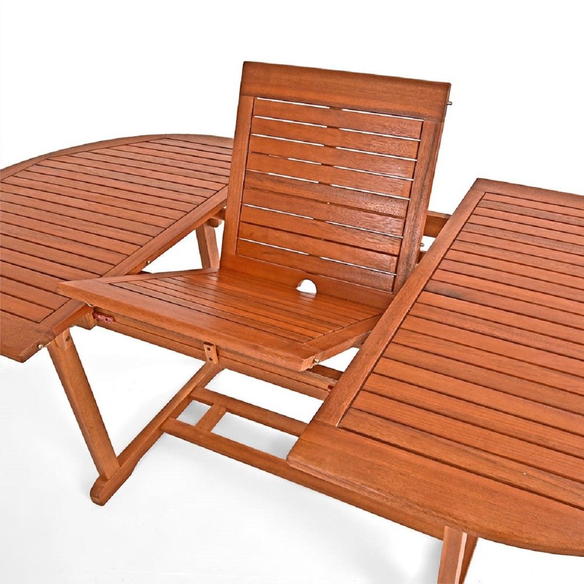 Gartenmöbel-Set für die Terrasse, 6 Klappstühle, FSC®- Eukalyptus, Sonnenschirmhalter, Braun, 200x100 x 74 cm, Houston