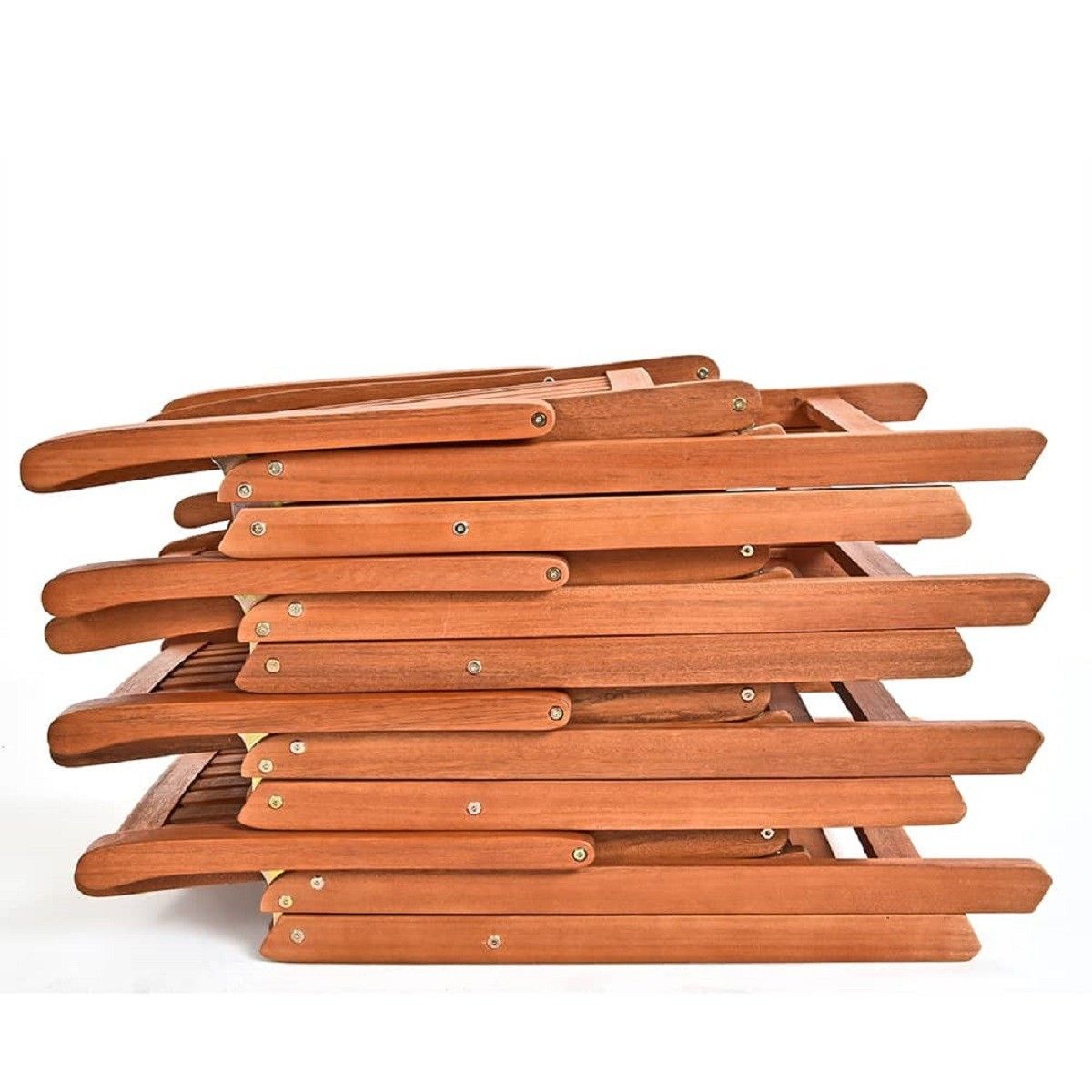 Gartenmöbel-Set für die Terrasse, 6 Klappstühle, FSC®- Eukalyptus, Sonnenschirmhalter, Braun, 200x100 x 74 cm, Houston