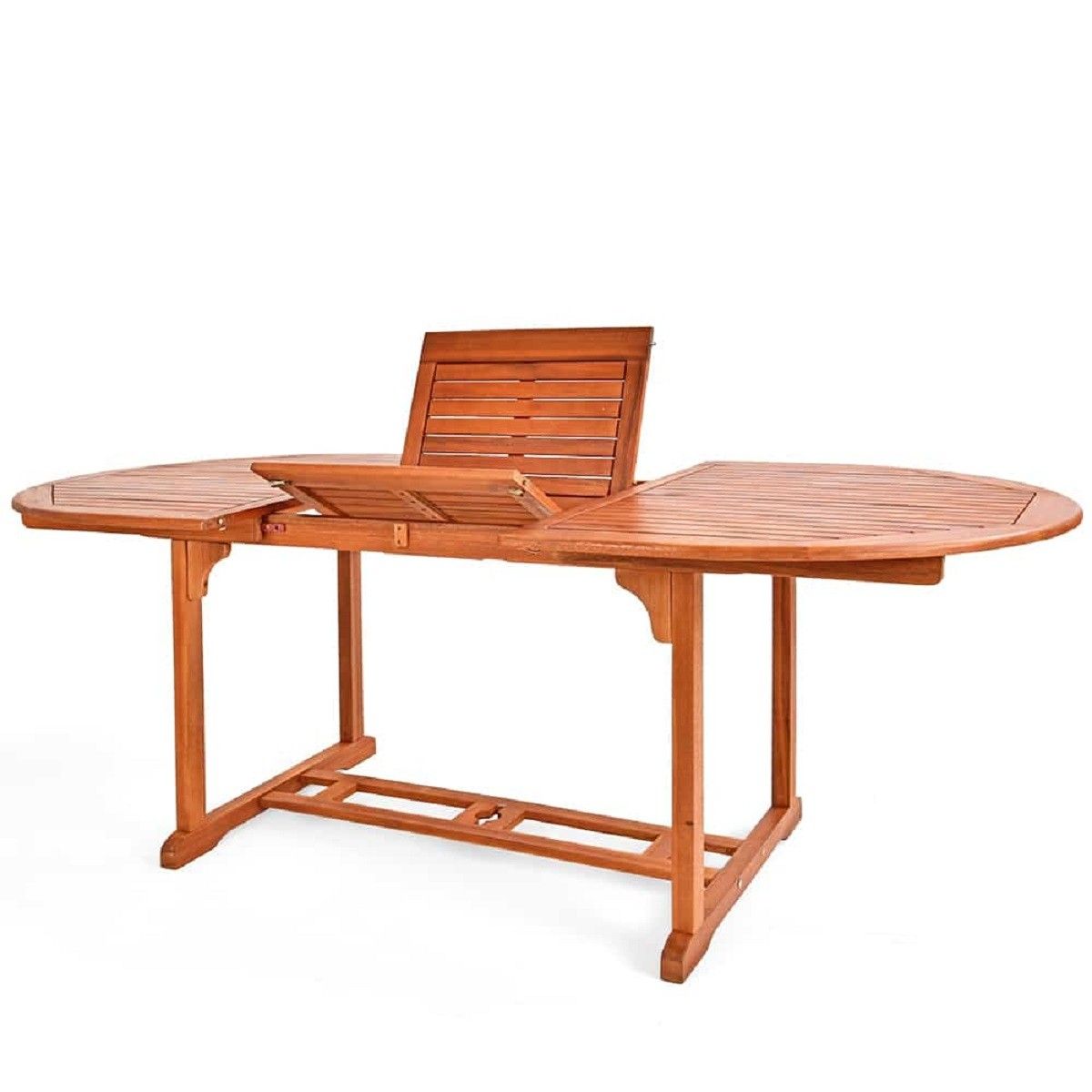 Gartenmöbel-Set für die Terrasse, 6 Klappstühle, FSC®- Eukalyptus, Sonnenschirmhalter, Braun, 200x100 x 74 cm, Houston