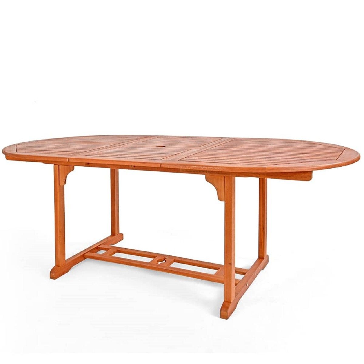 Gartenmöbel-Set für die Terrasse, 6 Klappstühle, FSC®- Eukalyptus, Sonnenschirmhalter, Braun, 200x100 x 74 cm, Houston