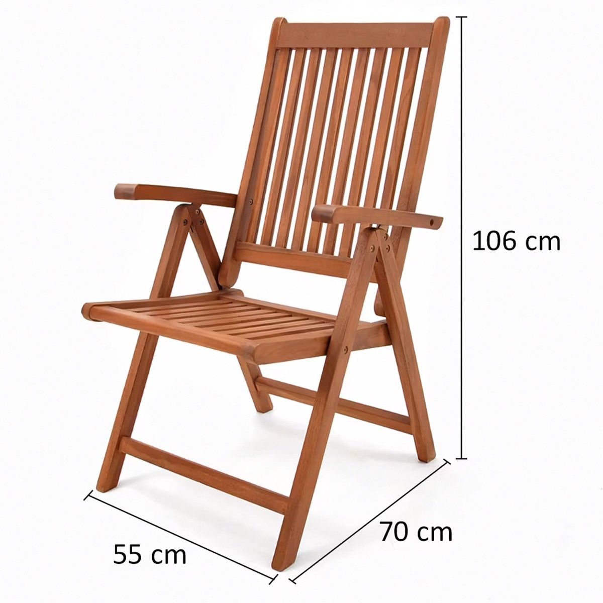 Gartenmöbel-Set für die Terrasse, 6 Klappstühle, FSC®- Eukalyptus, Sonnenschirmhalter, Braun, 200x100 x 74 cm, Houston