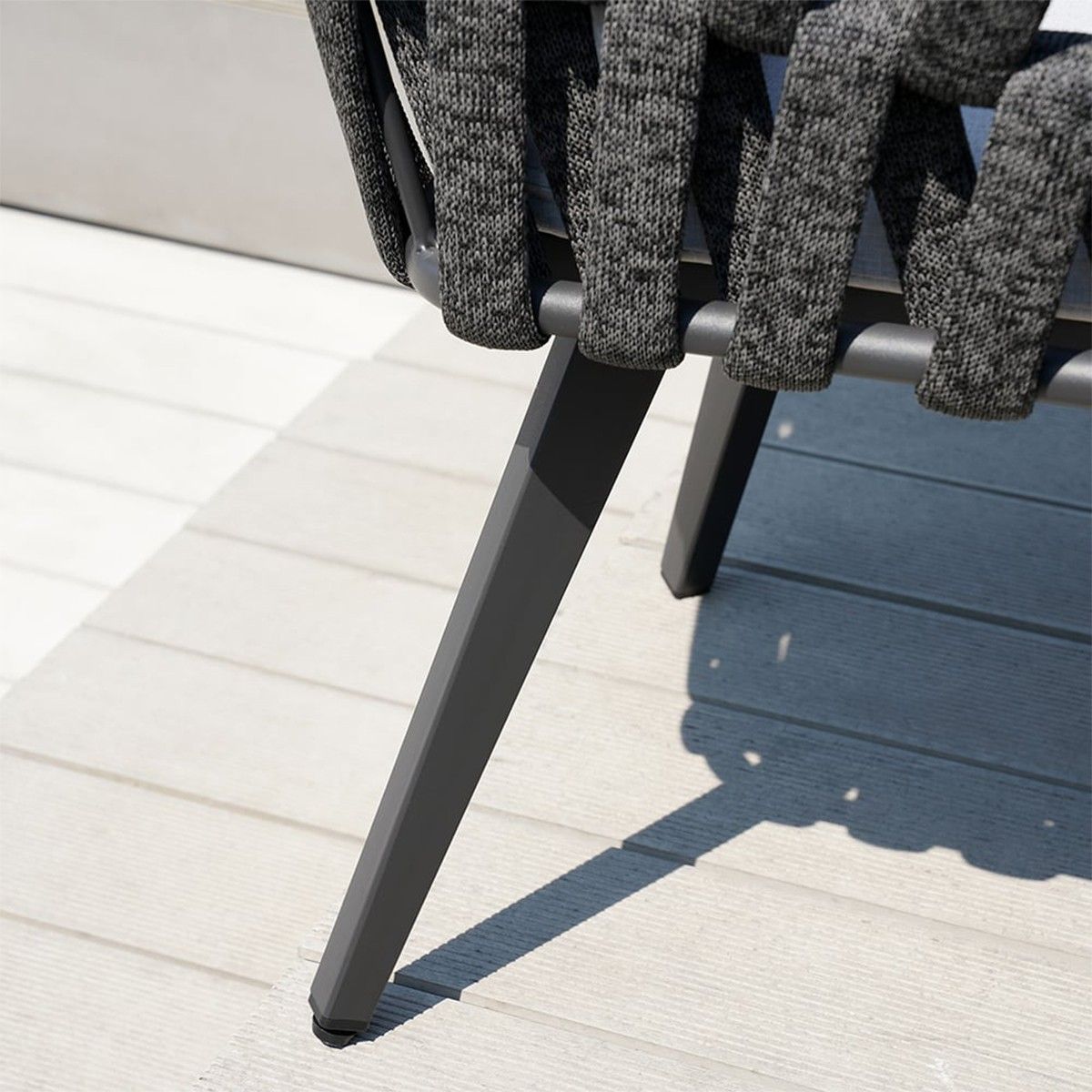 Möbelset für Terrasse oder Garten, 8 Stühle, ausziehbarer Tisch, Aluminium und Seilgeflecht, Riga