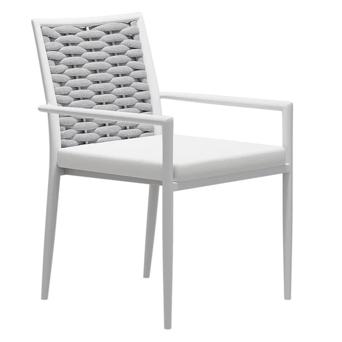Möbelset für Terrasse und Garten, Tisch aus Aluminium und Holz, 8 Stühle, Seilgeflecht, Torino