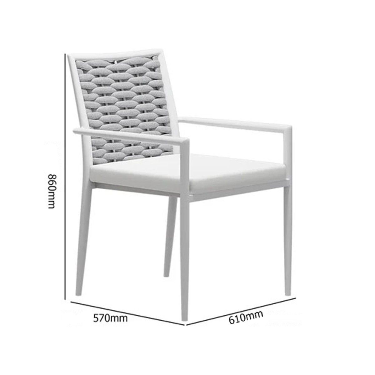 Möbelset für Terrasse und Garten, Tisch aus Aluminium und Holz, 8 Stühle, Seilgeflecht, Torino