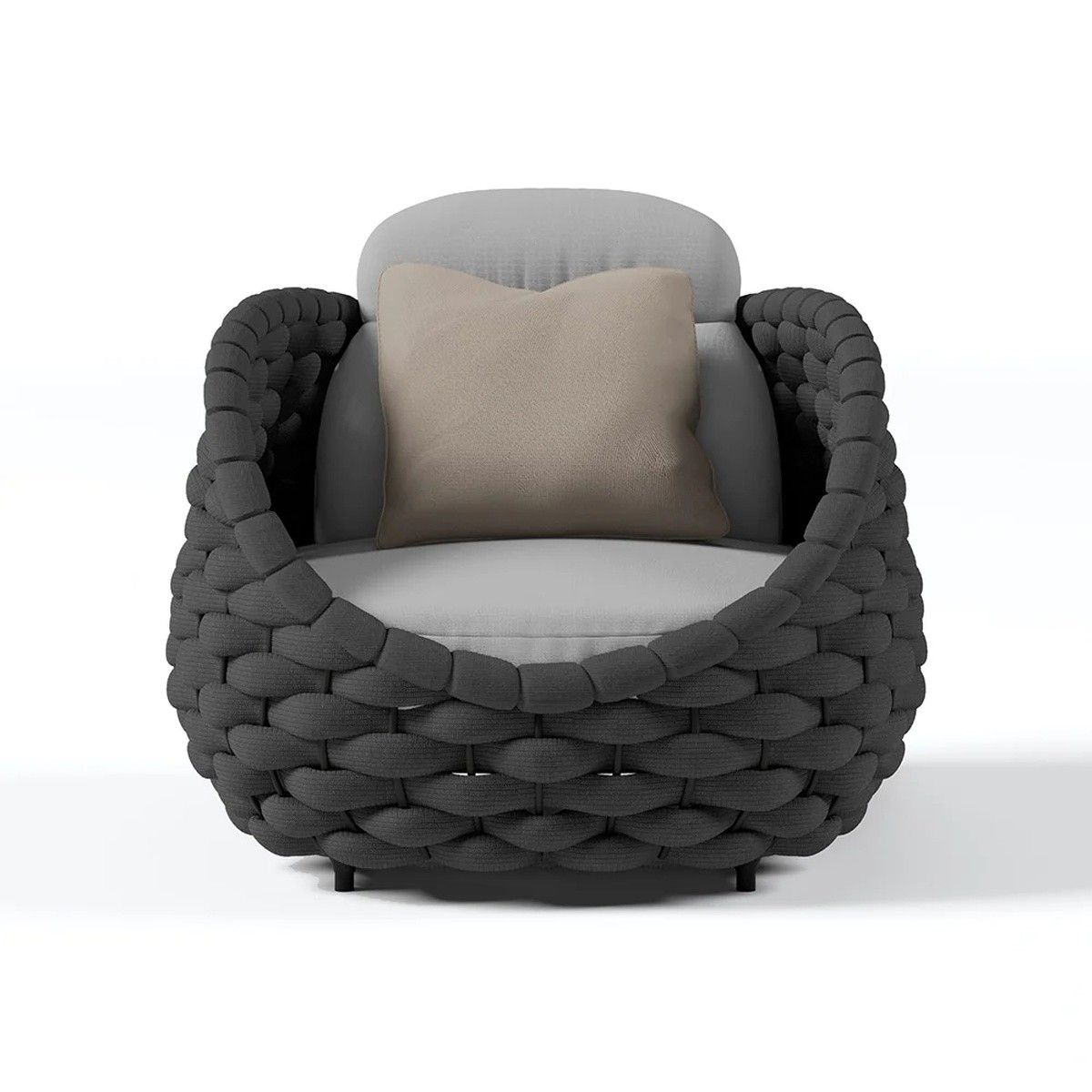Möbelset für Terrasse und Garten, Sofa, Sessel, Couchtisch, Aluminium, rundes Seilgeflecht, Dylan