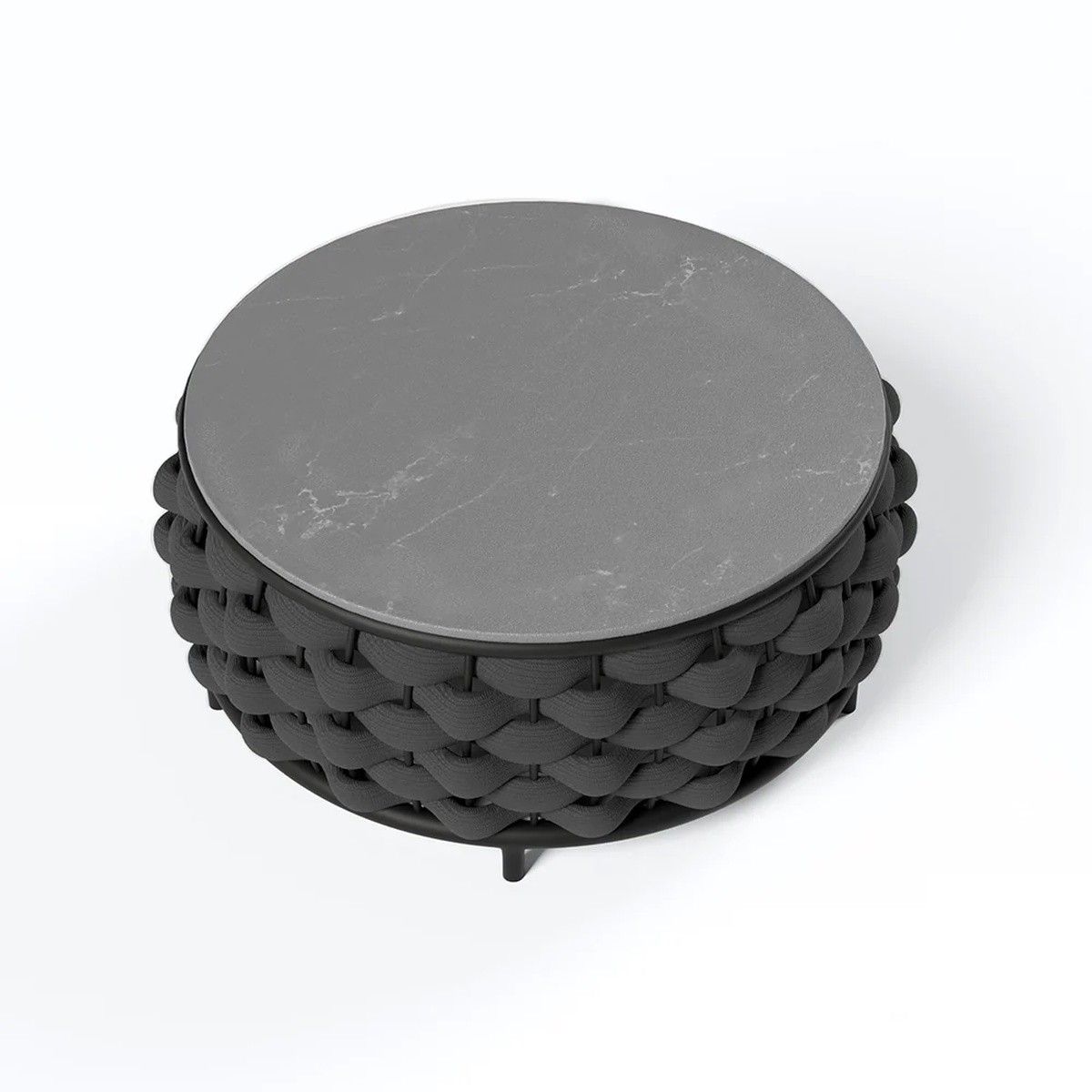Möbelset für Terrasse und Garten, Sofa, Sessel, Couchtisch, Aluminium, rundes Seilgeflecht, Dylan