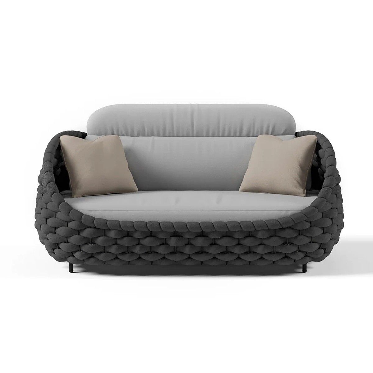 Möbelset für Terrasse und Garten, Sofa, Sessel, Couchtisch, Aluminium, rundes Seilgeflecht, Dylan