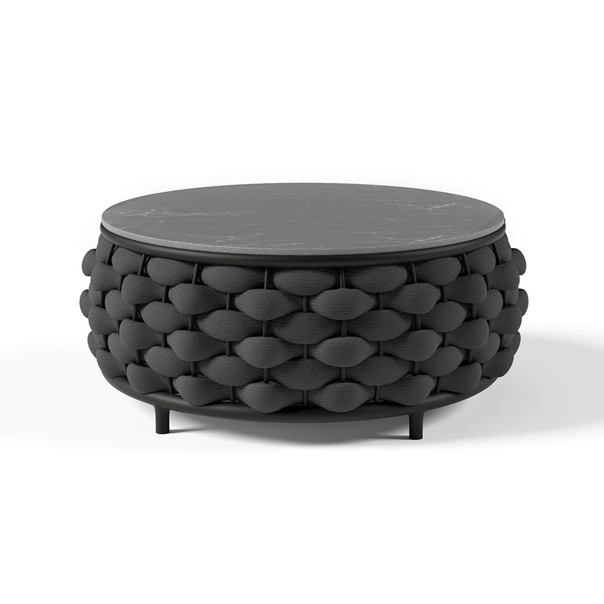Möbelset für Terrasse und Garten, Sofa, Sessel, Couchtisch, Aluminium, rundes Seilgeflecht, Dylan
