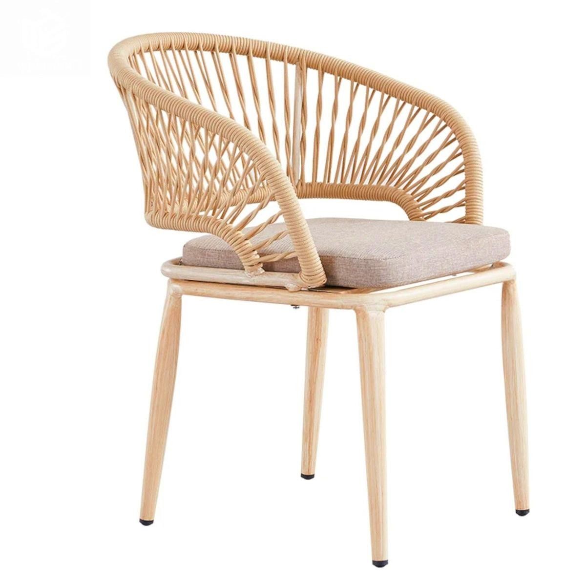 Möbelset für Terrasse oder Garten, Tisch und 4 Stühle, Aluminiumrahmen und Polyrattan-Geflecht, June