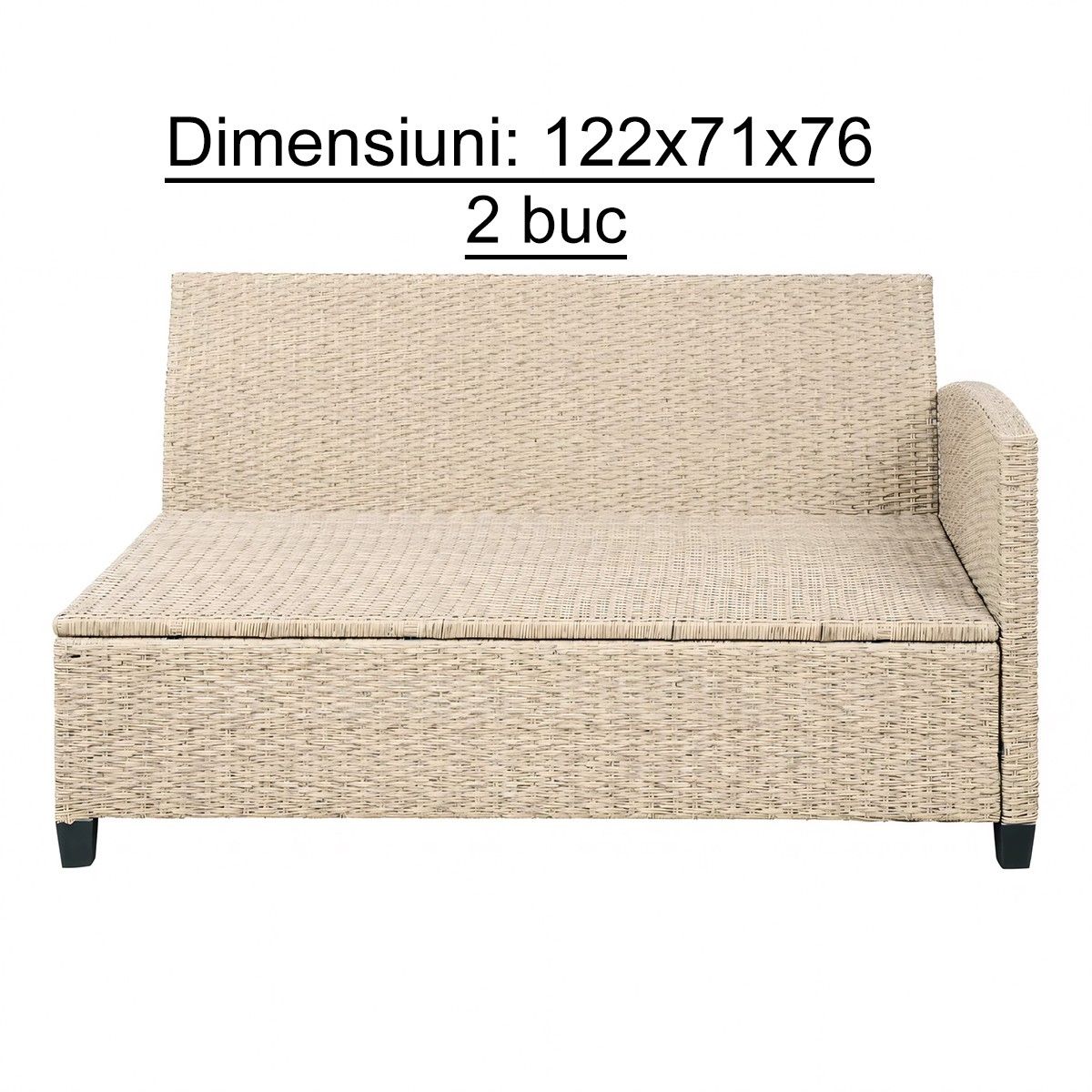 Möbelset für Terrasse oder Garten, Sofa, 2 Bänke und quadratischer Tisch, Polyrattan, Santorini