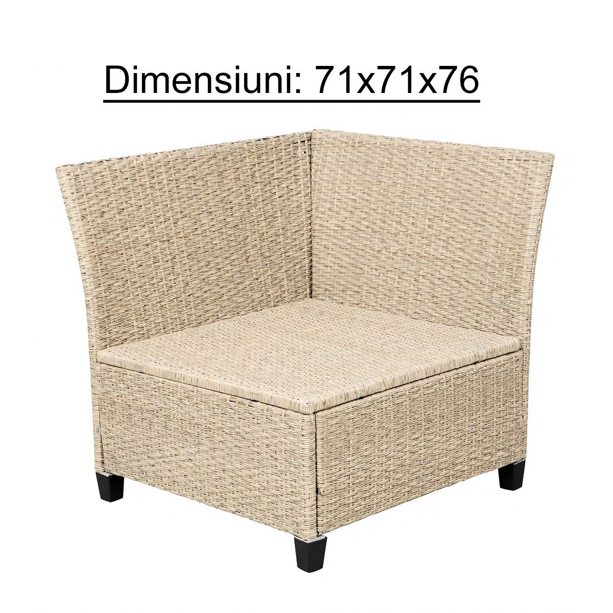 Möbelset für Terrasse oder Garten, Sofa, 2 Bänke und quadratischer Tisch, Polyrattan, Santorini