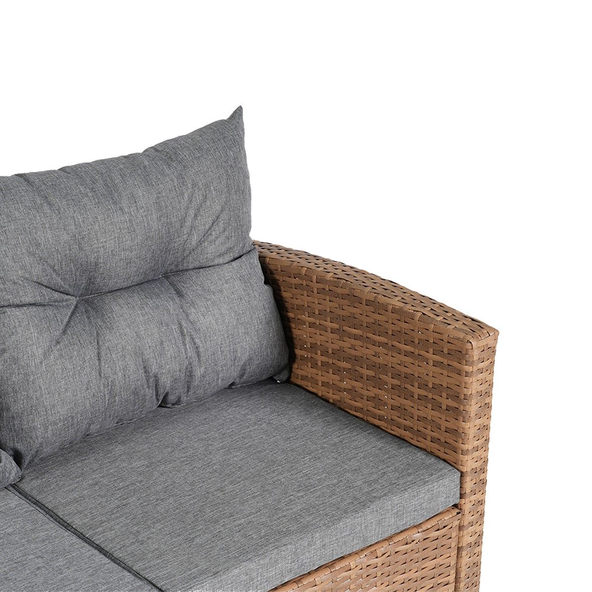 Möbelset für Terrasse oder Garten, Sofa, Sessel, Bank + Tisch mit Glasplatte, inklusive Kissen, Polyrattan, Bali