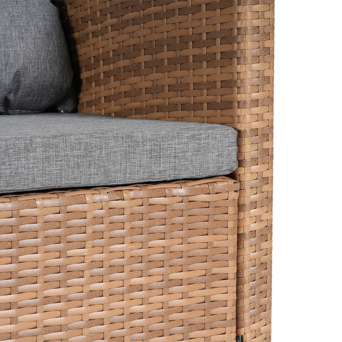 Möbelset für Terrasse oder Garten, Sofa, Sessel, Bank + Tisch mit Glasplatte, inklusive Kissen, Polyrattan, Bali