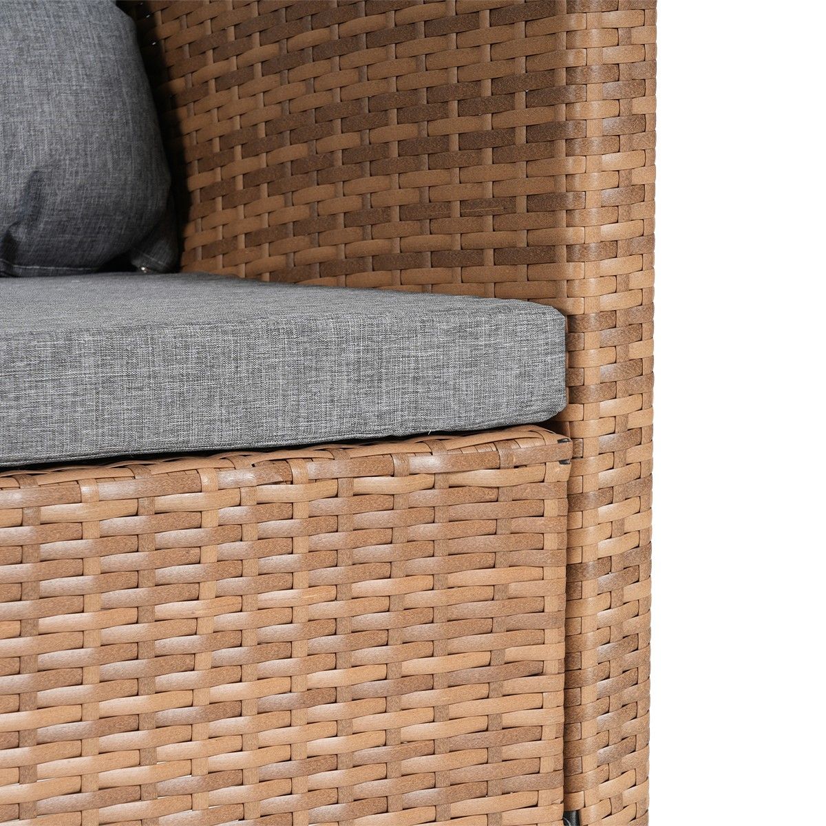 Möbelset für Terrasse oder Garten, Sofa, Sessel, Bank + Tisch mit Glasplatte, inklusive Kissen, Polyrattan, Bali