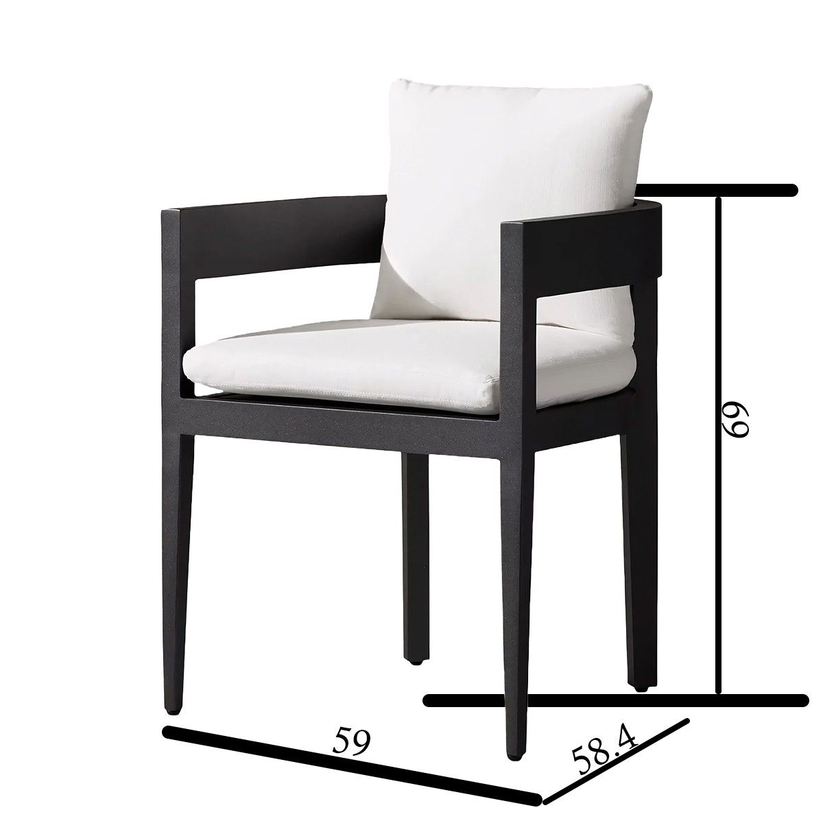 Möbelset für 4 Personen, Terrasse oder Garten, Aluminium, runder Tisch und 4 Stühle, Gewebe aus 100 % Olefin, Costa Rica