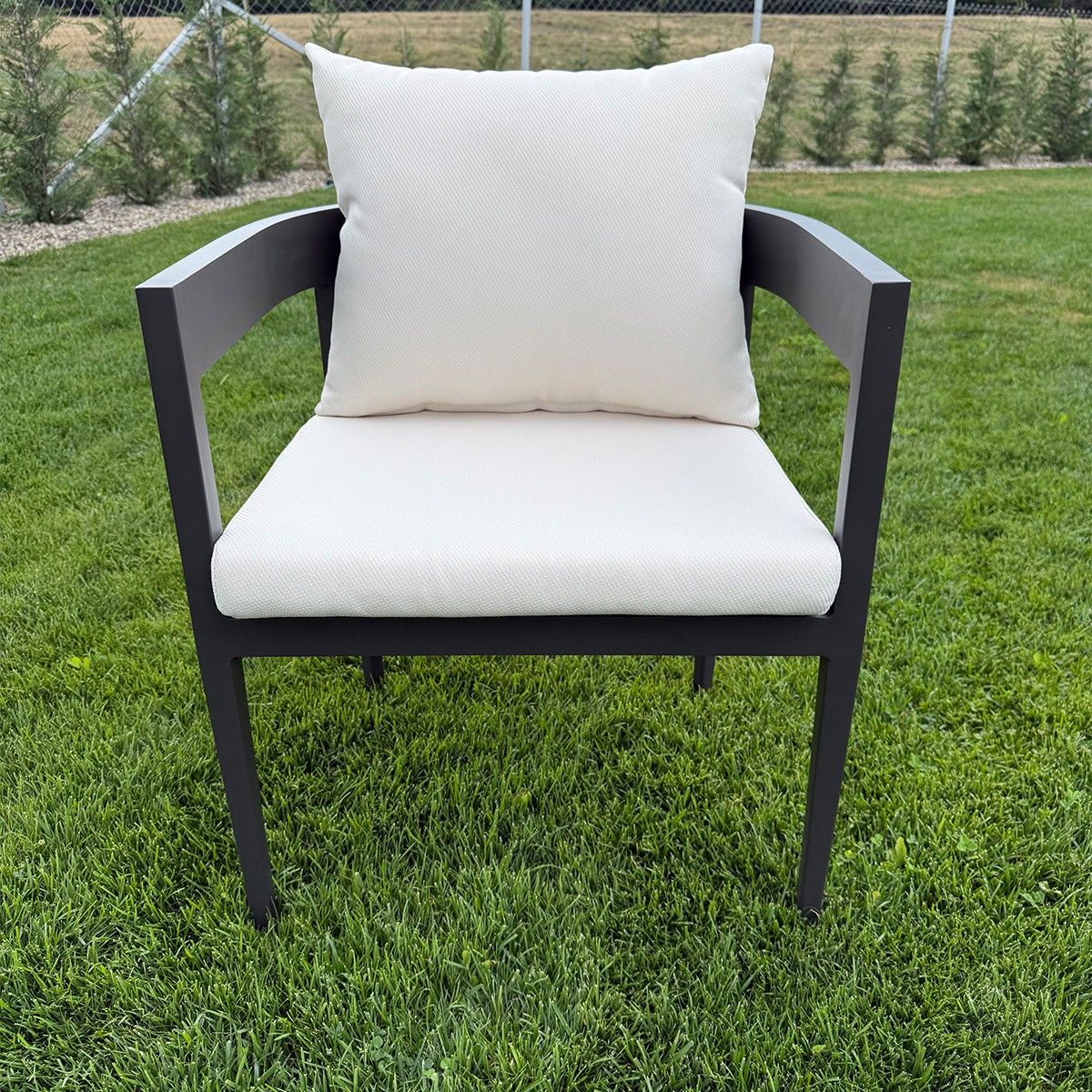 Möbelset für 4 Personen, Terrasse oder Garten, Aluminium, runder Tisch und 4 Stühle, Gewebe aus 100 % Olefin, Costa Rica