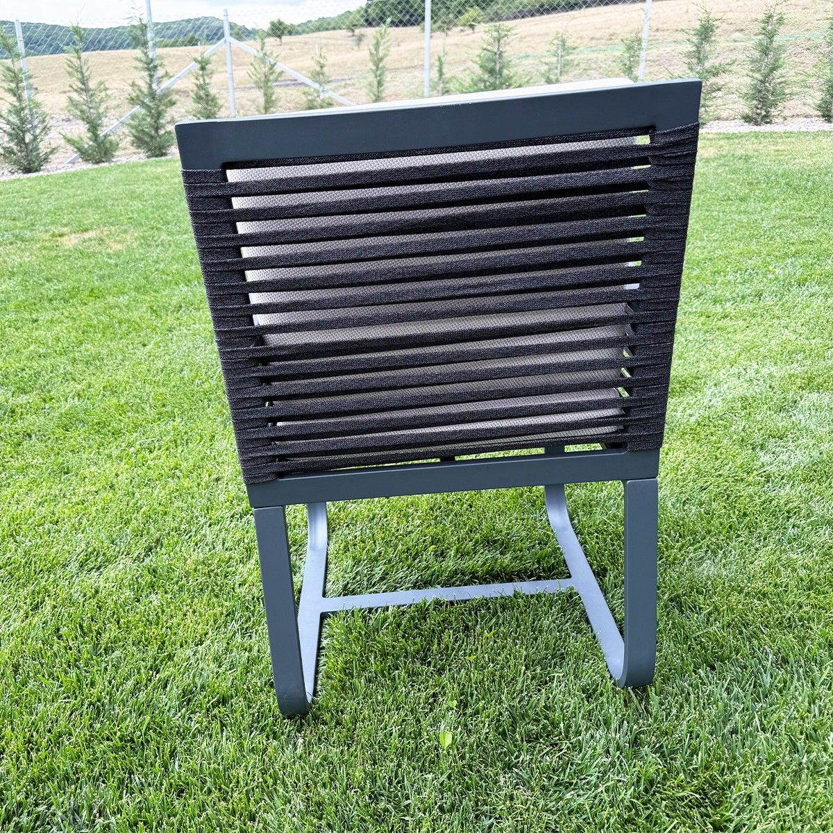 Möbelset für 8 Personen, Garten oder Terrasse, Tisch 240x100 cm + 8 Stühle, Aluminium, Seilgeflecht, Capri