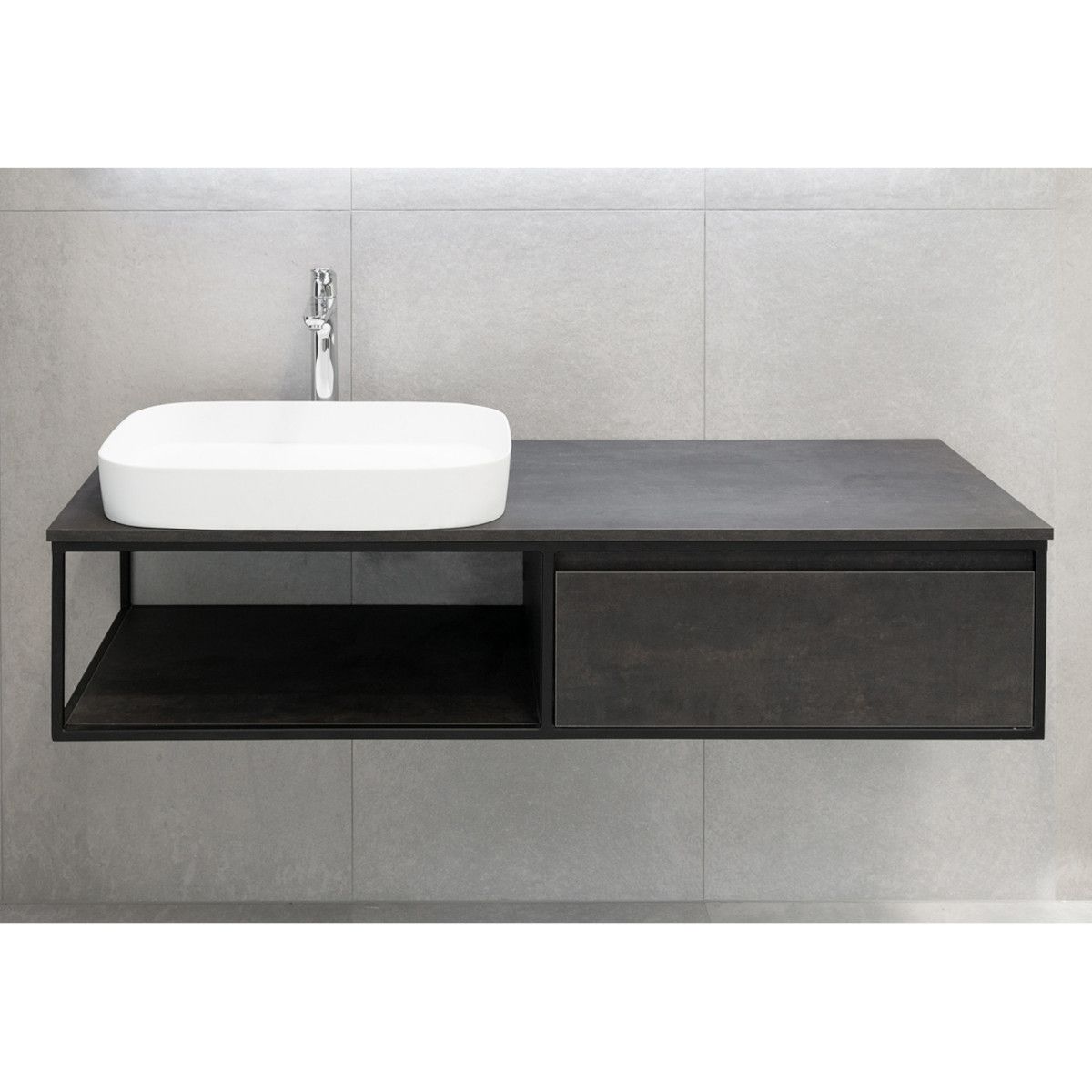 Zinia Badezimmermöbel mit Unterschrank ohne Waschbecken, 120 cm, modernes Design, Anthrazit