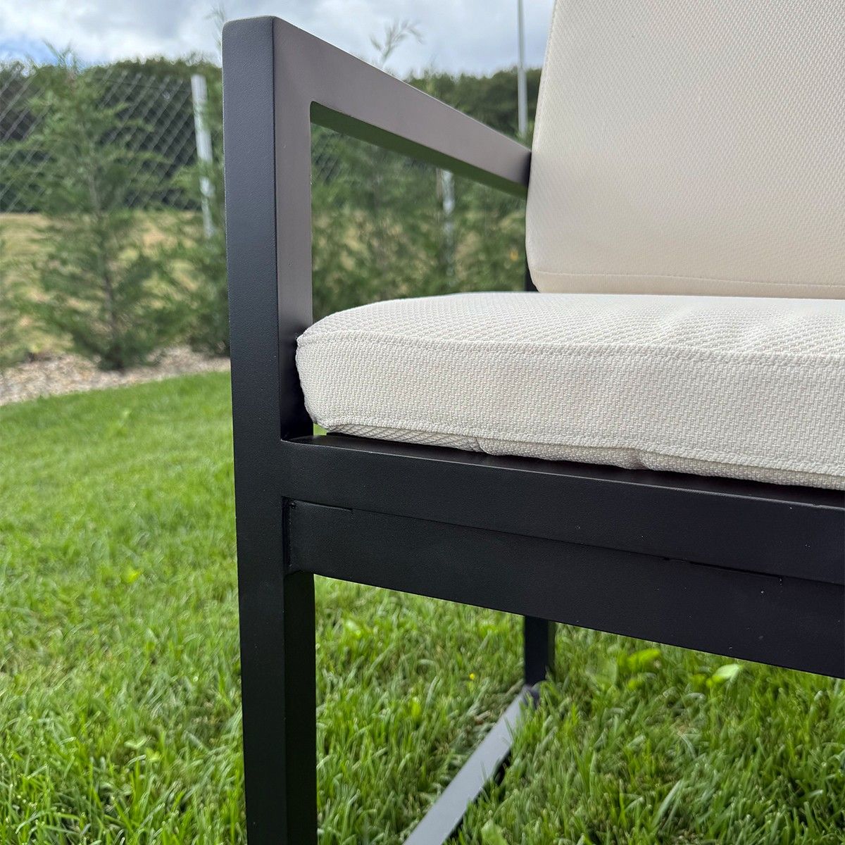 Möbelset für 6 Personen, Terrasse oder Garten, Aluminium, Tisch 213x100 cm + 6 Stühle, Gewebe aus 100 % Olefin, Mykonos