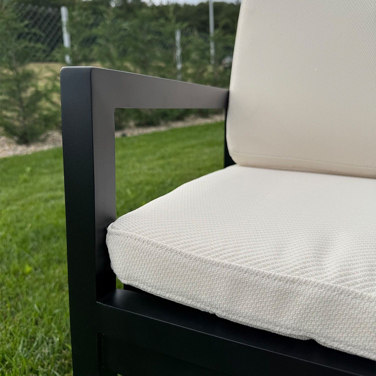 Möbelset für 8 Personen, Terrasse oder Garten, Aluminium, Tisch 213x100 cm + 8 Stühle, Gewebe aus 100 % Olefin, Mykonos