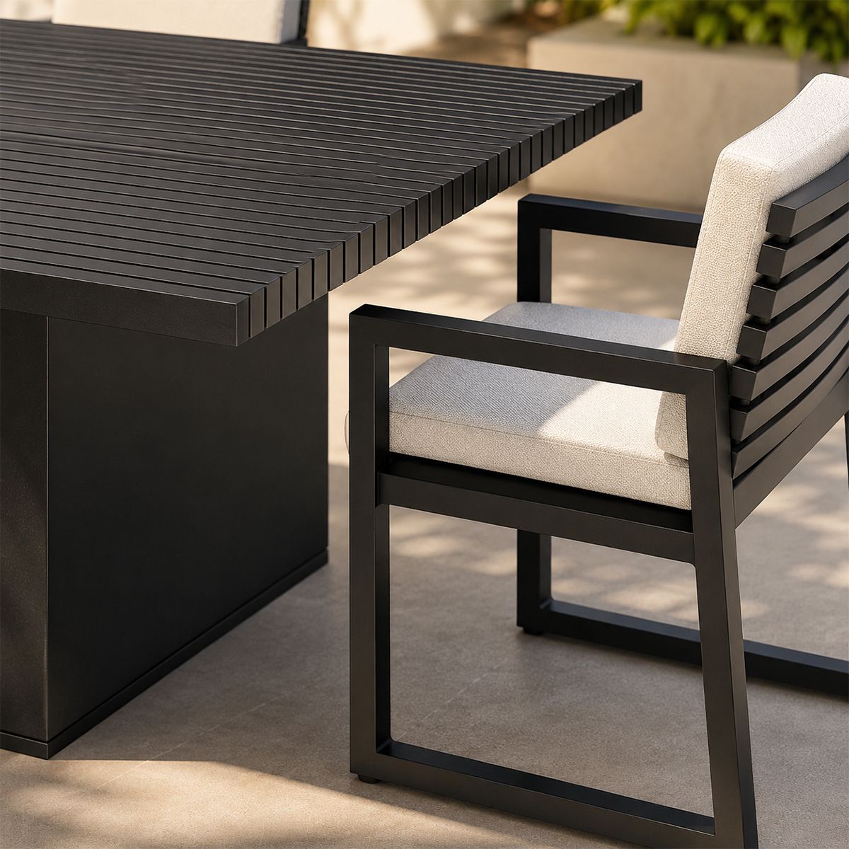 Möbelset für 8 Personen, Garten oder Terrasse, Aluminium, Tisch 213x100 cm + 8 Stühle, 100% Olefin-Gewebe, Mykonos