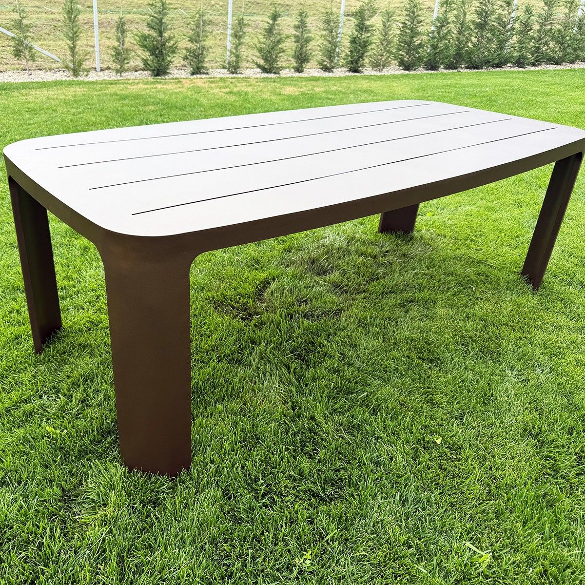 Möbelset für 6 Personen, Garten oder Terrasse, Aluminium, Tisch 214x102 cm + 6 Stühle, Gewebe aus 100 % Olefin, Bora Bora