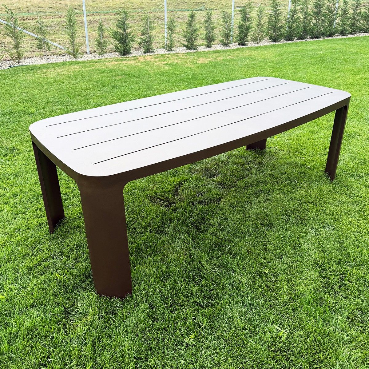 Möbelset für 6 Personen, Garten oder Terrasse, Aluminium, Tisch 214x102 cm + 6 Stühle, Gewebe aus 100 % Olefin, Bora Bora