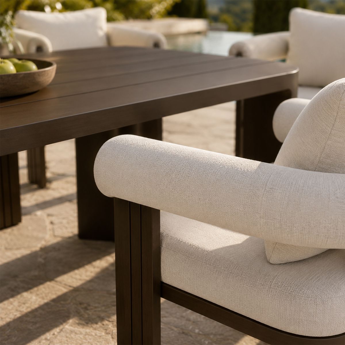 Möbelset für 8 Personen, Garten oder Terrasse, Aluminium, Tisch 214x102 cm + 8 Stühle, 100% Olefin-Gewebe, Bora Bora