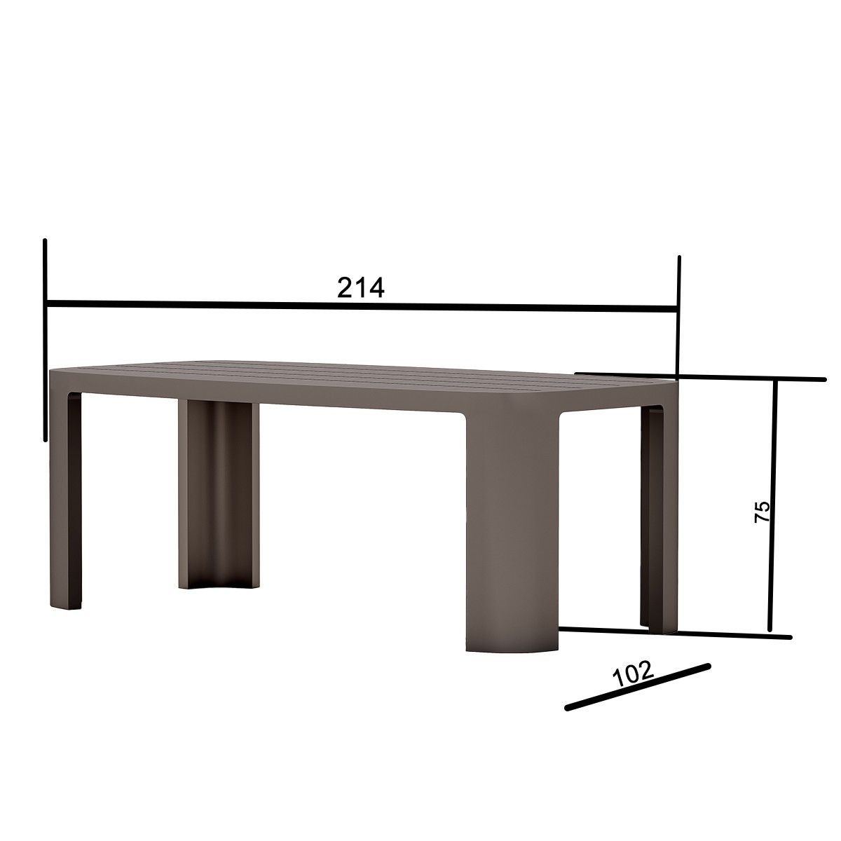 Möbelset für 8 Personen, Garten oder Terrasse, Aluminium, Tisch 214x102 cm + 8 Stühle, Gewebe aus 100 % Olefin, Bora Bora