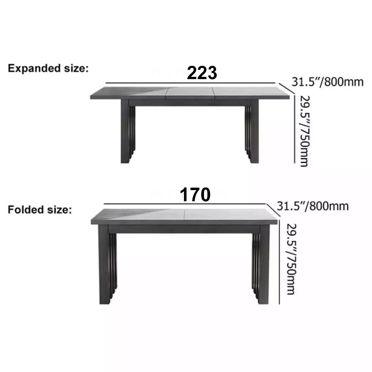 Möbelset für Terrasse oder Garten, 6 Stühle, ausziehbarer Tisch, Aluminium und Seilgeflecht, Riga